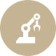 A white icon of a robot holding a wrench.